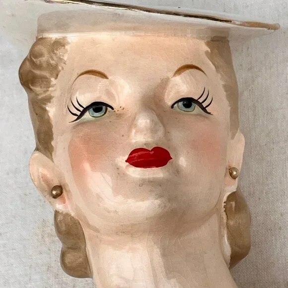 1956 Napco Lady in Pearls Head Vase C2637A - Picture 13 of 15